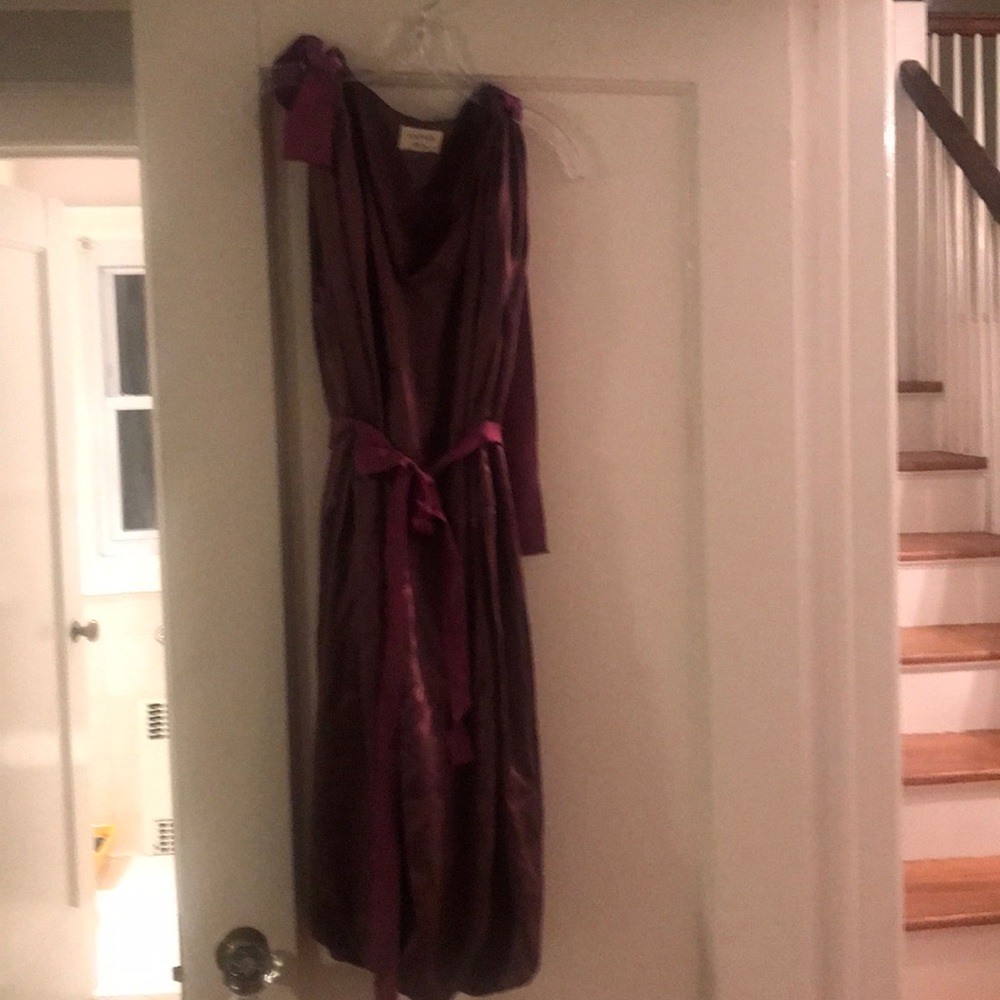 Lanvin ribbon shoulder and waist balloon hem dress